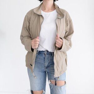 Vintage Bum Equipment Tan Zip  Up Spring Jacket Size Large